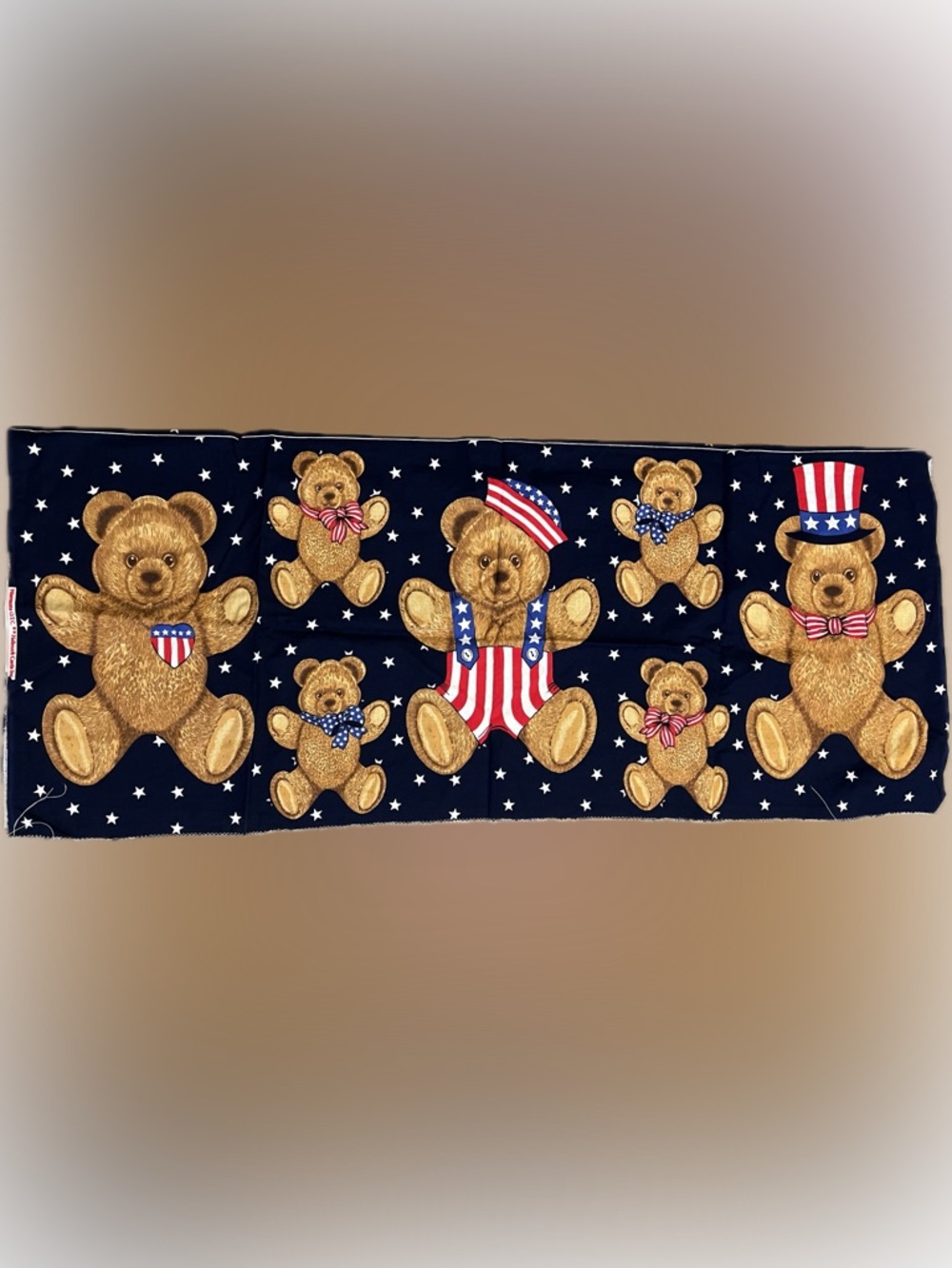 💥 Vintage New Patriotic Teddy Bear Fabric Panel Flag Holiday Applique’